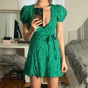 urban outfitters green wrap dress